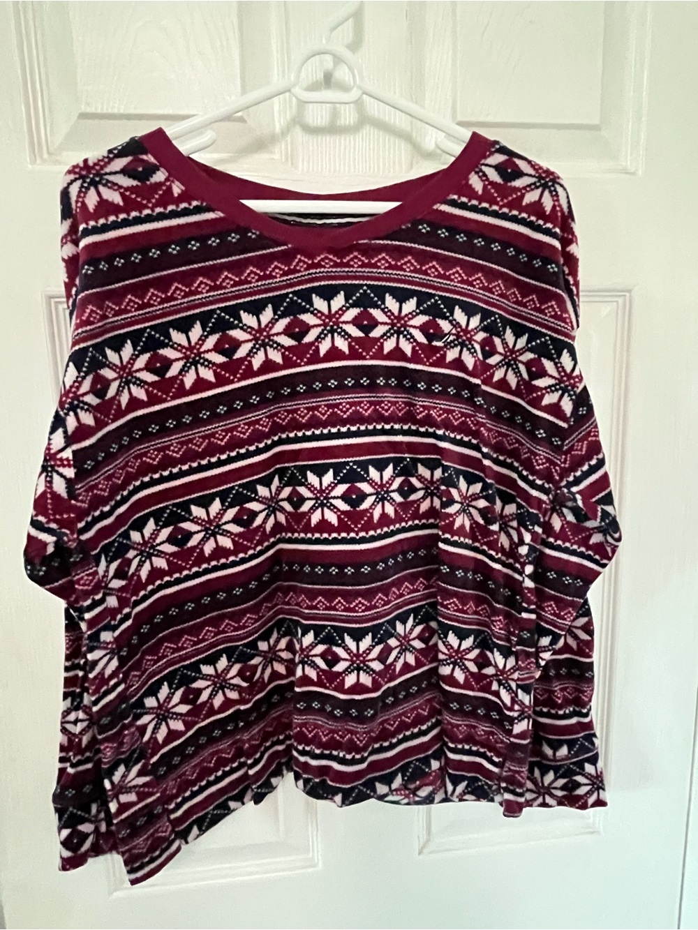 Women's Maroon Fair Isle Knit Top - Brand Unspecified